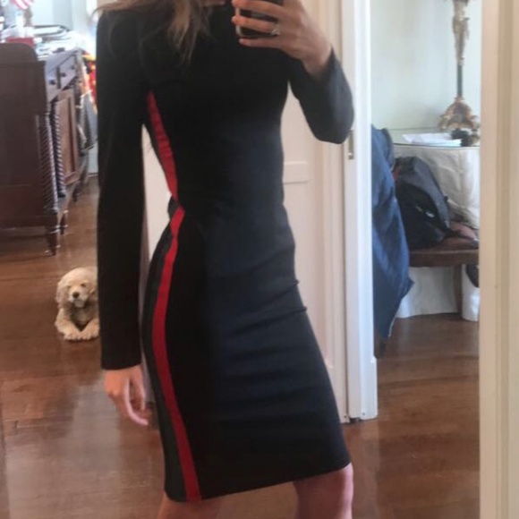 black dress with stripe on side